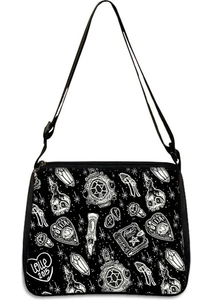 YXBWITCHCW10W Stili 25CMX30CM-M Gotik Kız Cadı Wicca Çanta Retro Eğlence Omuz Çantaları Kadın Çapraz Kolu Çanta Koltukaltı Kadın Debriyaj Tote Çanta (Yurt Dışından)
