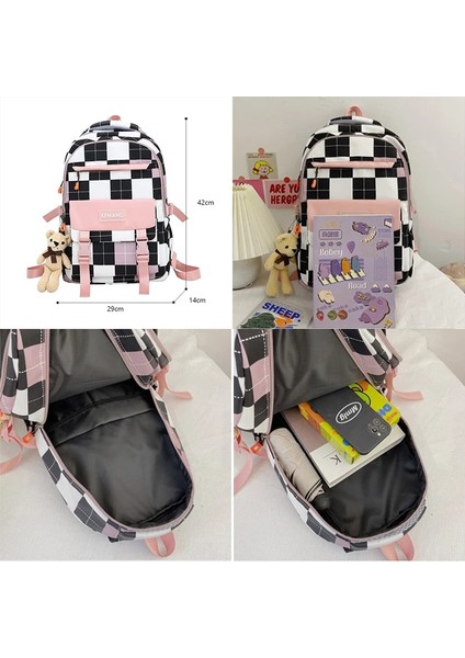 Siyah Stil Sadece-Çanta Sevimli Kadınlar Büyük Kapasiteli Sırt Çantası Su Geçirmez Naylon Kadın Schoolbag Kolej Bayan Dizüstü Sırt Çantaları Kawaii Kız Seyahat Kitap Çantaları (Yurt Dışından)