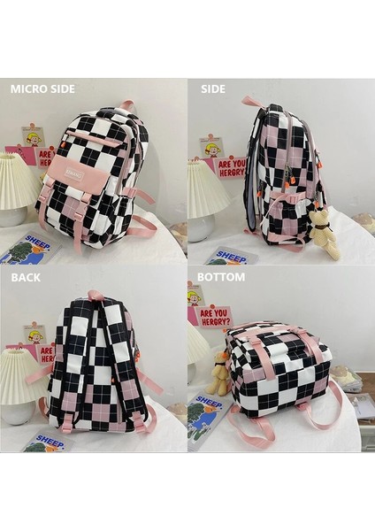 Siyah Stil Sadece-Çanta Sevimli Kadınlar Büyük Kapasiteli Sırt Çantası Su Geçirmez Naylon Kadın Schoolbag Kolej Bayan Dizüstü Sırt Çantaları Kawaii Kız Seyahat Kitap Çantaları (Yurt Dışından)