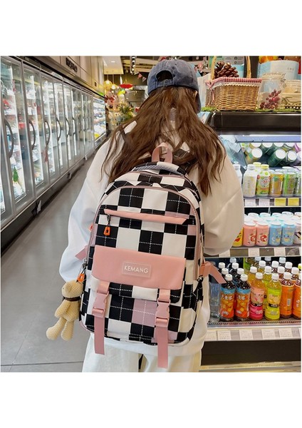 Siyah Stil Sadece-Çanta Sevimli Kadınlar Büyük Kapasiteli Sırt Çantası Su Geçirmez Naylon Kadın Schoolbag Kolej Bayan Dizüstü Sırt Çantaları Kawaii Kız Seyahat Kitap Çantaları (Yurt Dışından)