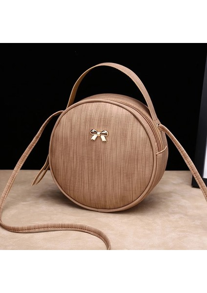 Haki Stili 19CM x 6cm x 19CM Moda Tasarımcısı Yuvarlak Crossbody Çanta Wome Için Yeni Pu Deri Dairesel Omuz Messenger Çanta Bayan Çantalar Kadın Çanta (Yurt Dışından)