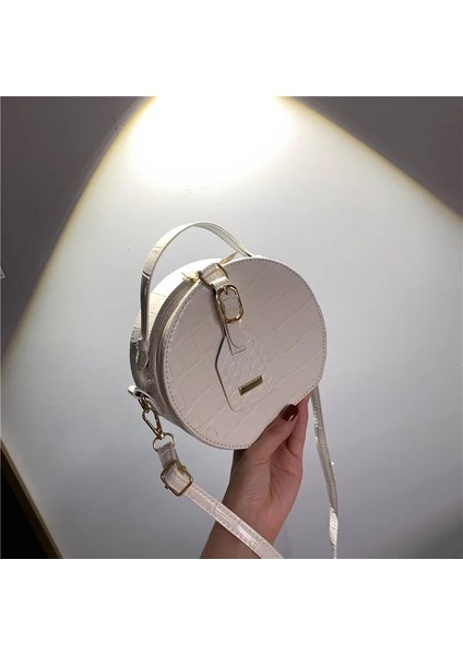 Kremsi Beyaz Tarzı Küçük Yuvarlak Çanta Timsah Yuvarlak Kek Çanta Kadın Çanta Yeni Yabancı Stil Çanta Çok Yönlü Bir Omuz Messenger Çanta (Yurt Dışından)