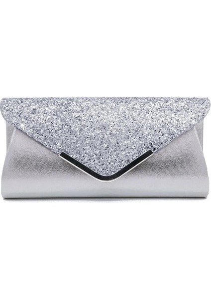 Gümüş Tarzı Noenname Kadın Glitter Pırıltılı Zarf Bayanlar Sequins Akşam Partisi Balo Akıllı Jane Debriyaj Çanta Çanta (Yurt Dışından)