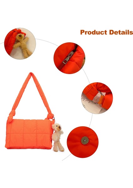 Yeşil Stil 42X10X24 Crossbody Çanta Kadınlar Kış Uzay Ped Pamuk Omuz Çantası Sevimli Ayı Kadın Shopper Tote Çanta Büyük Kapitone Kabarık Yastıklı Çantalar (Yurt Dışından) fırsatları