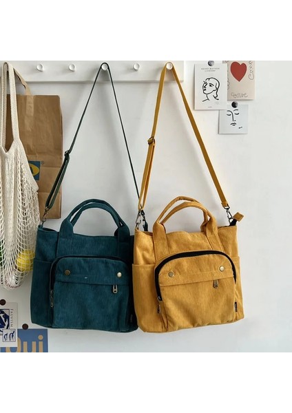 Kahverengi Tarzı Hylhexyr Kadın Kadife Omuz Tote Düz Renk Rahat Çanta Moda Kanvas Postacı Çantaları Fermuar Basit Crossbody Çanta (Yurt Dışından) indirimleri