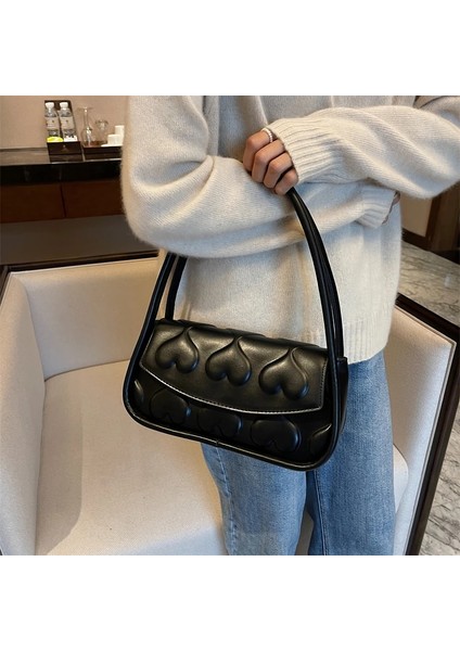 Beyaz Stil 27CMX14CMX9CM Kalp Şekli Baskı Kadın Çanta Ed Tasarımcı Lüks Bez Çanta Pu Deri Yüksek Li Yumuşak Çanta Yeni Moda Zarif (Yurt Dışından)