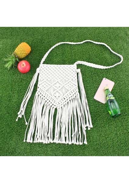 Stlye1 Kırmızı Stil Yeni El Yapımı Ip Dokuma Çanta Örme Rattan Yaz Plaj Çantası Püskül Bohe Bolsos Kadınsı Tığ Saçaklı Kadın Omuz Çantaları (Yurt Dışından)