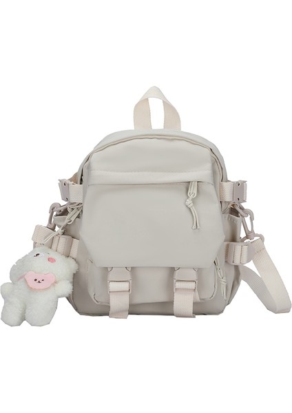 Beyaz Stil Aksesuarlarla Moda Kawaii Mini Sırt Çantası Kadın Omuz Çantası Genç Kızlar Için Çok Fonksiyonlu Küçük Sırt Çantası Bayanlar Travle Okul Sırt Çantaları (Yurt Dışından)