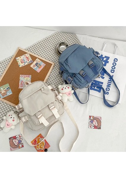 Beyaz Stil Aksesuarlarla Moda Kawaii Mini Sırt Çantası Kadın Omuz Çantası Genç Kızlar Için Çok Fonksiyonlu Küçük Sırt Çantası Bayanlar Travle Okul Sırt Çantaları (Yurt Dışından) fırsatları