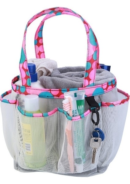 Beyaz Nokta Stili Erkek Taşınabilir Örgü Duş Caddy Hızlı Kuru Kadın Tote Asılı Banyo Tuvalet Organizatör Çanta 7 Depolama Cepler Çift Kolları Coll (Yurt Dışından)