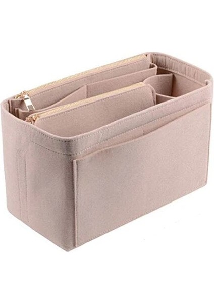 Bej Tarzı 34X17X18CM Yeni Popüler Kadın Makyaj Organizatör Keçe Bez Ekleme Çantası Çok Fonksiyonlu Seyahat Kozmetik Çantası Kız Depolama Tuvalet Astar Çantaları (Yurt Dışından)