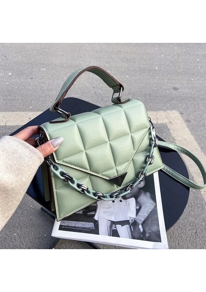 Siyah Stil Kadın Küçük Kare Çanta Tote Moda Yeni Pu Deri Kadın Çanta Kadın Tote Için Katı Lingge Omuz Crossbody Çanta (Yurt Dışından) modelleri