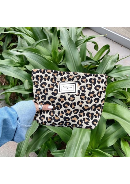 Leopar 2 Tarzı Büyük Kadın Leopar Zebra Kozmetik Çantası Kılıfı Tuval Fermuar Makyaj Çantası Seyahat Yıkama Makyaj Organizatör Güzellik Kılıfı (Yurt Dışından)