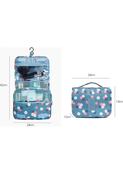 Pembe Çizgi Stili Fudeam Polyester Su Geçirmez Çok Işlevli Kadın Seyahat Kozmetik Çantası Tuvalet Organize Neceser Taşınabilir Asılı Banyo Yıkama Torbası (Yurt Dışından)
