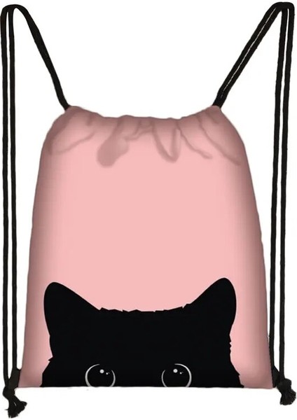 SKDBLACKCATS18 Stili Sevimli Siyah Kedi Ipli Çanta Kadın Alışveriş Çantaları Kanvas Seyahat Çantası Moda Saklama Torbaları Genç Kız Sırt Çantası (Yurt Dışından)