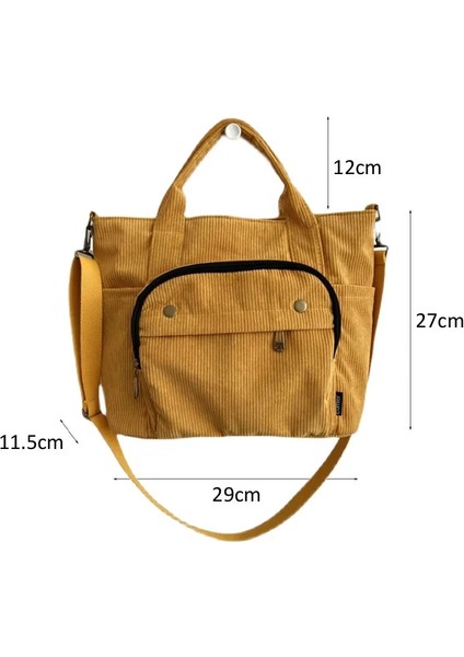 Sarı Stil Hylhexyr Kadın Kadife Omuz Tote Düz Renk Rahat Çanta Moda Kanvas Postacı Çantaları Fermuar Basit Crossbody Çanta (Yurt Dışından) modelleri