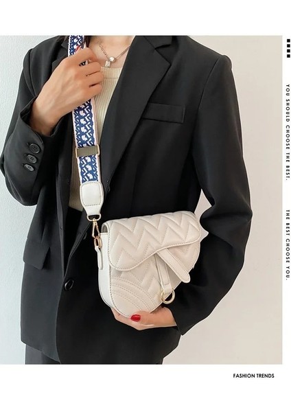 Beyaz Stil Düzensiz Retro Basit Messenger Eyer Çanta Örgülü Omuz Askısı Batı Moda Koltukaltı Çanta Kadın (Yurt Dışından)