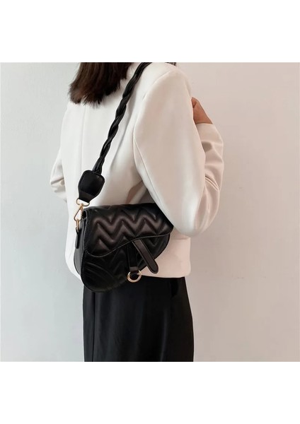 Beyaz Stil Düzensiz Retro Basit Messenger Eyer Çanta Örgülü Omuz Askısı Batı Moda Koltukaltı Çanta Kadın (Yurt Dışından) modelleri