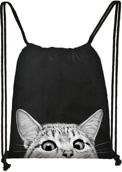 SKDBLACKCATS18 Stili Sevimli Siyah Kedi Ipli Çanta Kadın Alışveriş Çantaları Kanvas Seyahat Çantası Moda Saklama Torbaları Genç Kız Sırt Çantası (Yurt Dışından) fırsatları