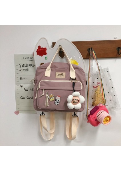 Pembe Tarzı Aksesuarlarla Çiçek Su Geçirmez Okul Çantaları Kadın Işlevli Sırt Çantası Kadın Trendi Kawaool Sırt Çantaları Moda Sevimli Sınıf Bookbag Bayanlar (Yurt Dışından)