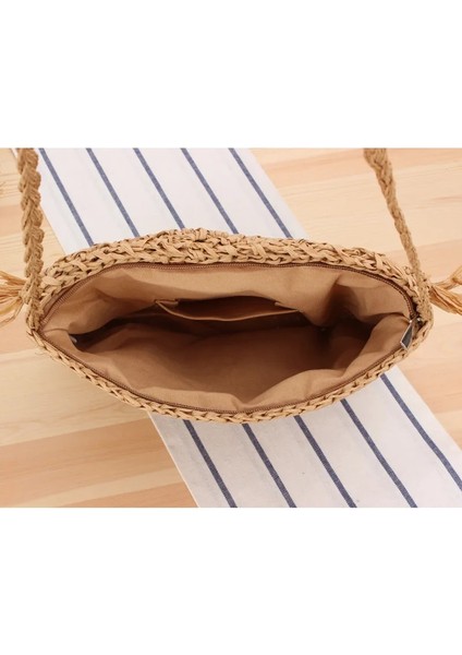 Bej Tarzı Kadınlar Için Yaz Hasır Çanta El Yapımı Püskül Plaj Çantası Rafya Rattan Dokuma Çanta Tatil Omuz Crossbody Çanta Debriyaj (Yurt Dışından) fırsatları