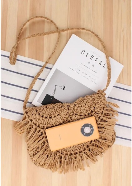 Bej Tarzı Kadınlar Için Yaz Hasır Çanta El Yapımı Püskül Plaj Çantası Rafya Rattan Dokuma Çanta Tatil Omuz Crossbody Çanta Debriyaj (Yurt Dışından) indirimleri