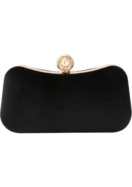 Siyah Stil Kadın Akşam Omuz Çantası Gelin Kadife Debriyaj Parti Balo Düğün Crossbody Çanta Çanta (Yurt Dışından)