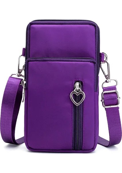 Küçük Menekşe Tarzı Kadın Dikey Mini Çanta Omuz Askısı Messenger Göğüs Çanta Cüzdan Işlevli Cep Telefonu Çantası Bozuk Para Cüzdanı Crossbody Çanta (Yurt Dışından)