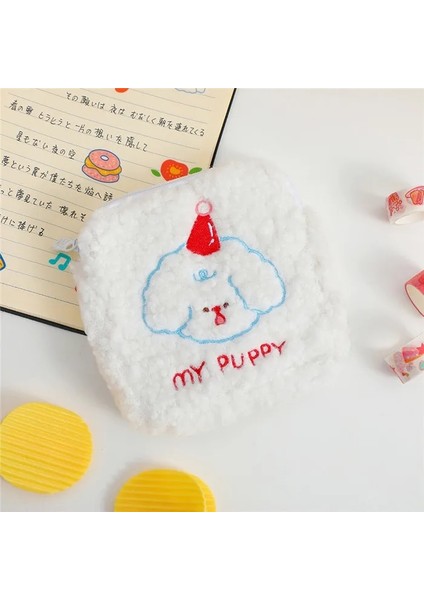 Kırmızı Stil Sevimli Bayan Mini Kozmetik Çantası Çanta Organizatör Peluş Nakış Ayı Köpek Tavşan Hijyenik Ped Tampon Saklama Kılıfı Kız Güzellik Kılıfı (Yurt Dışından)