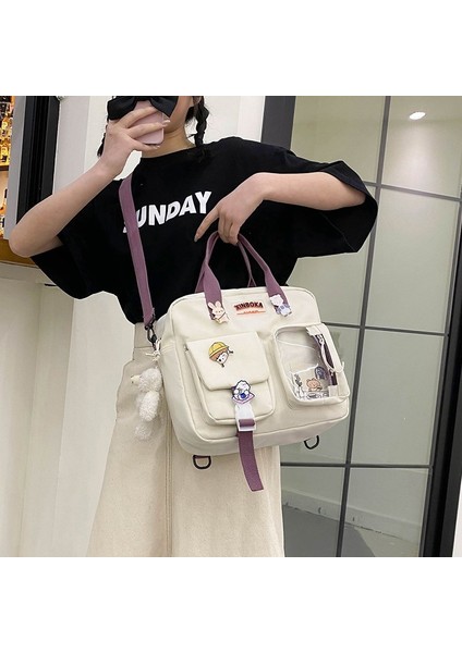 Siyah Stil Sadece-Çanta Wtuq Kore Kawaii Kadınlar Çok Fonksiyonlu Sırt Çantası Kadın Şeffaf Cep Schoolbag Genç Kızlar Için Yeni Seyahat Omuz Çantaları (Yurt Dışından) indirimleri