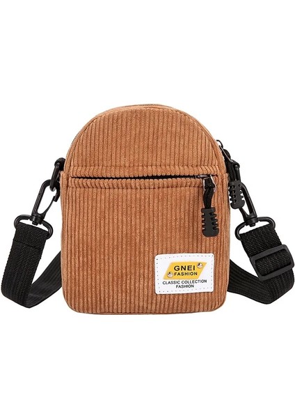 Kahverengi Tarzı Kadın Mini Kanvas Omuz Çantası Küçük Kadife Kumaş Messenger Çanta Tuşları Için Telefon Pembe Crossbody Çanta Kızlar Için Sevimli Fermuar Çanta (Yurt Dışından)