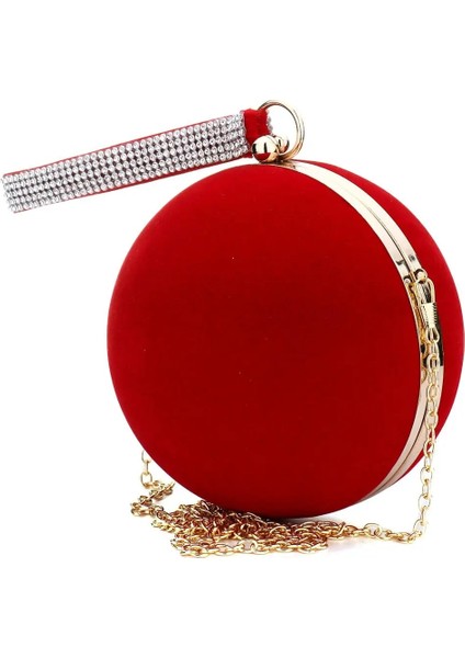 Kırmızı Stil Yyw Benzersiz Kadife Ütüyle Bayan Çanta Kırmızı Omuz Debriyaj Çanta Küresel Akşam Çantaları Küçük Çanta Zincir Omuz Bolsos Mujer (Yurt Dışından)