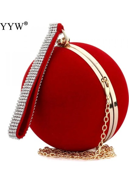 Kırmızı Stil Yyw Benzersiz Kadife Ütüyle Bayan Çanta Kırmızı Omuz Debriyaj Çanta Küresel Akşam Çantaları Küçük Çanta Zincir Omuz Bolsos Mujer (Yurt Dışından) modelleri