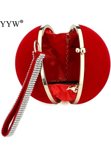 Kırmızı Stil Yyw Benzersiz Kadife Ütüyle Bayan Çanta Kırmızı Omuz Debriyaj Çanta Küresel Akşam Çantaları Küçük Çanta Zincir Omuz Bolsos Mujer (Yurt Dışından) fırsatları