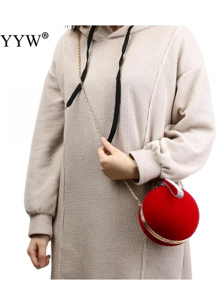 Kırmızı Stil Yyw Benzersiz Kadife Ütüyle Bayan Çanta Kırmızı Omuz Debriyaj Çanta Küresel Akşam Çantaları Küçük Çanta Zincir Omuz Bolsos Mujer (Yurt Dışından) indirimleri