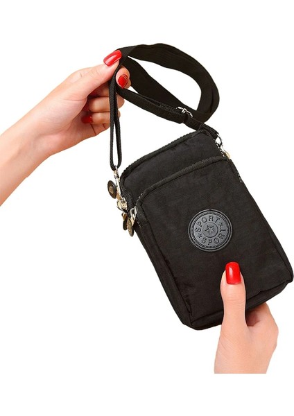 Siyah Stil Spor Cüzdan Cep Telefonu Çantası Omuz Çantası Kılıf Kemer Çanta Çanta Sikke Cüzdan Retro Anahtarlık Küçük Para Çantası (Yurt Dışından)