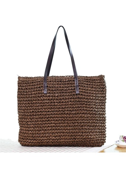 Yeşil Stil 40X16X35CM Kadın Çanta Yaz Plaj Çantası Rattan Dokuma El Yapımı Örme Hasır Büyük Kapasiteli Kılıf Deri Kadın Omuz Çantası Bohemia Yeni (Yurt Dışından) fırsatları