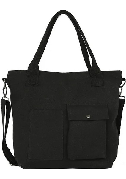 Siyah 2 Tarzı Büyük Kapasiteli Kadınlar Su Geçirmez Rahat Bez Spor Seyahat Çantası Unisex Açık Çanta Cep Omuz Çantaları Kadın Gmy Packbag (Yurt Dışından)