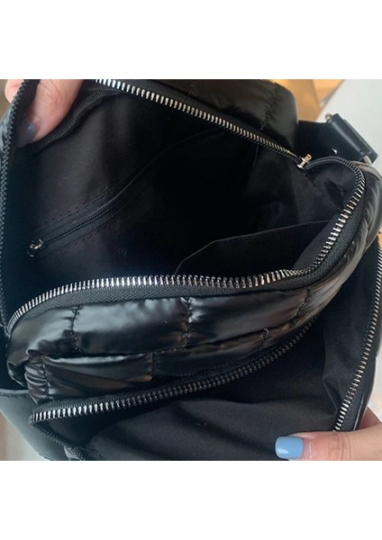 Siyah Stil 24X18X8CM Moda Uzay Ped Pamuk Omuz Çantası Kadınlar Için Kış Naylon Crossbody Çanta Bayan Kapitone Yastıklı Çanta Kadın Kabarık Alışveriş Çantası (Yurt Dışından) modelleri