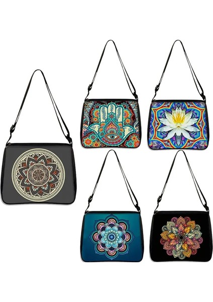 YXBMTLS10 Stili 20CMX24CM Mandala Flowerote Çanta Kadın Etnik Geleneksel Alışveriş Çantası Çiçek Baskı Bayan Seyahat Için Omuz Çantası Messenger Çanta (Yurt Dışından) modelleri