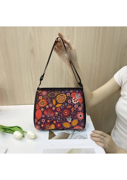 YXBMTLS10 Stili 20CMX24CM Mandala Flowerote Çanta Kadın Etnik Geleneksel Alışveriş Çantası Çiçek Baskı Bayan Seyahat Için Omuz Çantası Messenger Çanta (Yurt Dışından) indirimleri