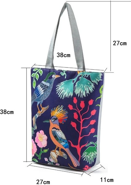 1130G Tarzı Miyahouse Kadın Tote Çanta Yaz Plaj Çantası Için Kanvas Omuz Çantası Kadın Renkli Kuş Baskı Rahat Tote Bayan Alışveriş Çantası (Yurt Dışından) fırsatları