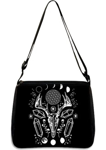 YXBWITCHCW01W Stili 25CMX30CM-M Gotik Kız Cadı Wicca Çanta Retro Eğlence Omuz Çantaları Kadın Çapraz Kolu Çanta Koltukaltı Kadın Debriyaj Tote Çanta (Yurt Dışından)