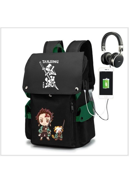 Koyu Haki Stili 20 Inç Demon Slayer Hırsızlığa Karşı Sırt Çantası Dayanıklı Oxford Laptop Çantası Erkek Kız Okul Çantaları (Yurt Dışından) fırsatları