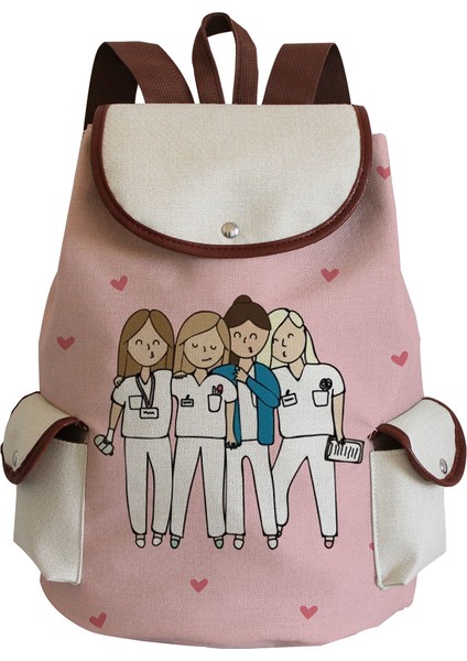 SJ0989 Çanta Stili Hemşire Baskılı Sırt Çantası Karikatür Kız Genç Için Okul Çantası Ipli Sırt Çantası Yüksek Kapasiteli Seyahat Kadın Kitap Çantası (Yurt Dışından) modelleri