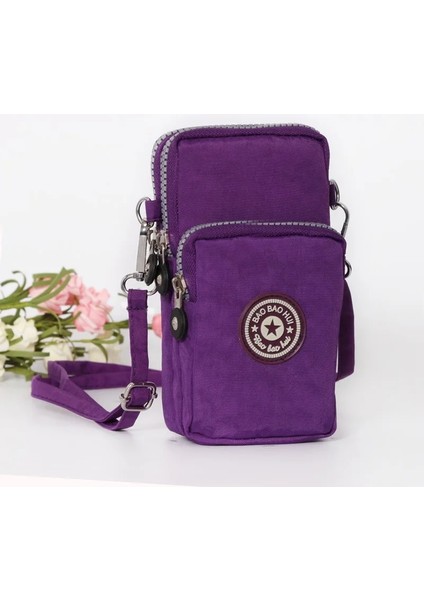Mor Tarzı 18X10X5 cm Cep Çantası Kadın Asılı Omuz Telefonu Çantası Cep Cüzdan Bozuk Para Cüzdanı Fermuar Küçük Yeni Vahşi Mini Kadın Messenger Çanta (Yurt Dışından)