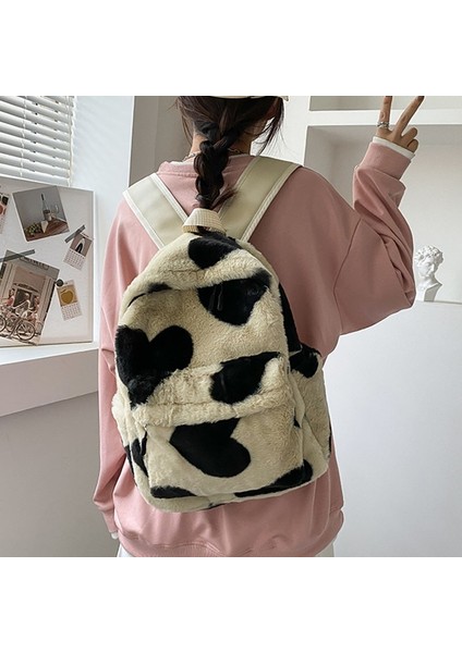 Yeşil Sırt Çantaları Stili Kış Peluş Yeni Sırt Çantası Kadın Rahat Büyük Kapasiteli Omuz Çantası Moda Kız Seyahat Sırt Çantaları Kolej Okul Çantası Sırt Çantası (Yurt Dışından) modelleri