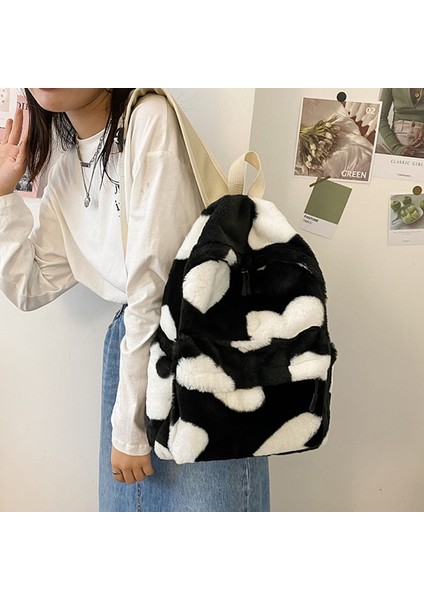 Yeşil Sırt Çantaları Stili Kış Peluş Yeni Sırt Çantası Kadın Rahat Büyük Kapasiteli Omuz Çantası Moda Kız Seyahat Sırt Çantaları Kolej Okul Çantası Sırt Çantası (Yurt Dışından) fırsatları