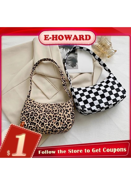 Leopar Tarzı 23CM x 7.5cm x 13CM Naylon Retro Ekose Moda Bayanlar Leopar Baskı Rahat Omuz Koltukaltı Çantaları Kadınlar Için Rend Kız Shopper Kadın Çanta (Yurt Dışından) fiyatları