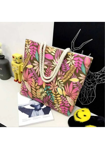 Mavi Stil Ücretsiz Alışveriş Çanta Yüksek Li Kadın Kız Tuval Büyük Çizgili Yaz Omuz Tote Plaj Çantası Renkli Çizgili (Yurt Dışından)